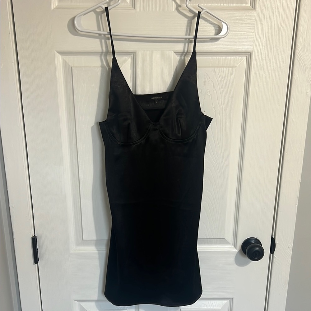 Olivaceous Elegant Black Slip Dress